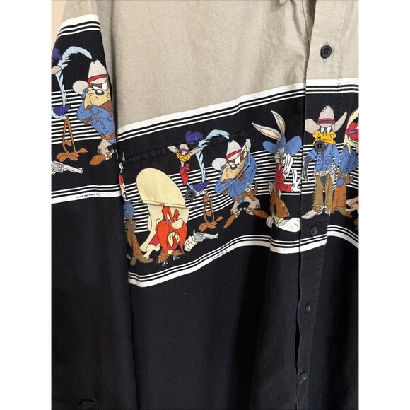 KARMAN Looney Tunes Button Down Shirt Warner Bros Western Collection XXL 1990’s - Picture 7 of 13